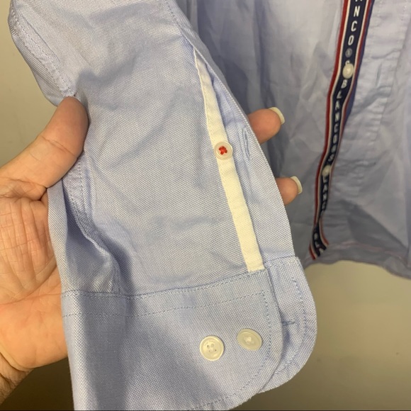 Serge Blanco Button Down Shirt Long Sleeve Solid Blue Cotton Career Men’s XL - Picture 4 of 9